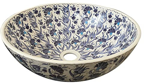 Bathroom Floral Vessel Sink, Ceramic Countertop Basin, Bowl Sink, Lavatory, Bathroom Remodel, Restroom Washbasin, Sink for Cafe, Washstand