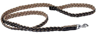 Hundeleine, geflochten, Leder, Schwarz, 120 cm