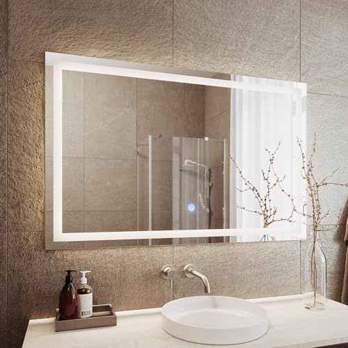 Vicco Badezimmerspiegel Viola, Badspiegel, Glas, 110 x 70 cm Mit LED Beleuchtung