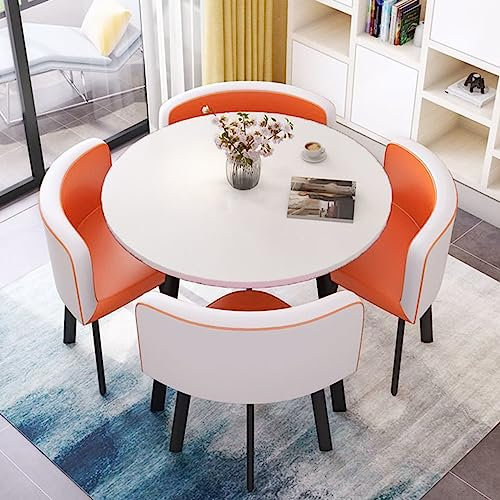 MAxba Essgruppe Esstisch mit 4 Stühlen Set Konferenztisch mit Stühlen Set Balkon Esstisch Set 4 Personen Küchentisch mit Stühlen (Color : Orange)