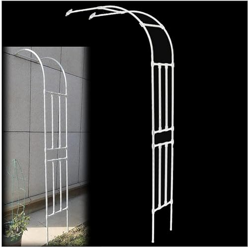 Metall-Halbbogen for den Außenbereich, Gartenwand, Rankgitter, Torbogen, Gartenbogen mit Pflanze, Schwarz, Kletterrosen, Ranken, Stützregal, Weiß, einfache Montage, (Size : 220x240cm)