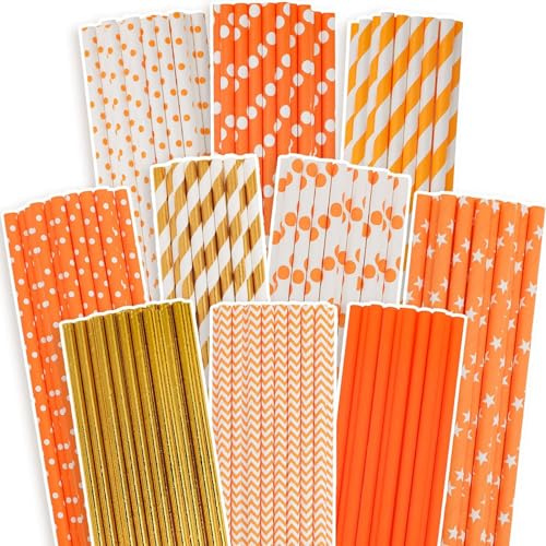 Gcardist Orange guld Gcardist engångssugrör orange guld 150-pack engångssugrör grossist (10 mönster)