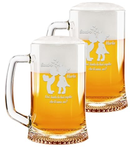 Colorfamily Coppia Boccali da Birra Personalizzati San Valentino Set da 2 boccali personalizza con nome Dai, tanto l'hai capito che ti amo, no? - bicchiere in vetro 50 cl