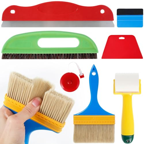 Wallpaper Smoothing Tool Kit Plastic Wallpaper Tool Set with Seam Roller Tape Measure Scraper, Reusable Wallpaper Paste Kit for Car Vinyl Wrap, Window Tint Film, Wallpaper Installation