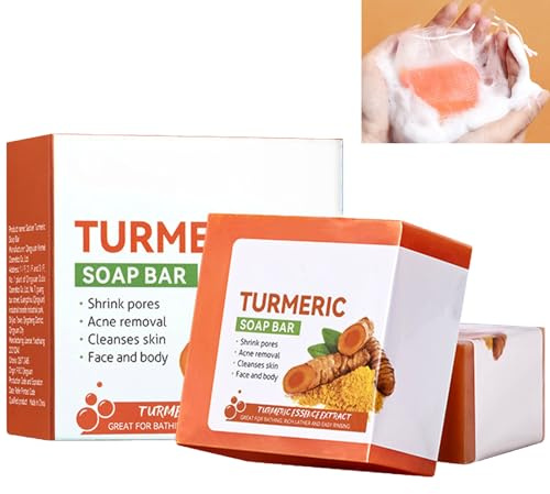 GNAUMORE Kurkuma-Seife Für Das Gesicht,Seifen Kurkuma,Ganz Natürliche Kurkuma Gesichtsseife,Kurkuma-Aufhellungsseife,Ganz Natürliche Kurkuma-Seife,Cleanser Bar Soap for Hyperpigmentation