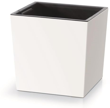 Blumenkasten Blumentopf Blumenkübel Pflanztopf Pflanzkübel Übertopf Matt Design mit Einsatz 29,5 x 29,5 cm Weiß