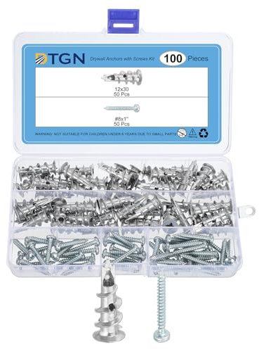 DTGN 12x30mm Self-Drilling Drywall Anchors with Screws Kit - 50 Set - Good for Concrete Tile Cement - Zinc Alloy Hollow Wall Anchors Kit with Screws