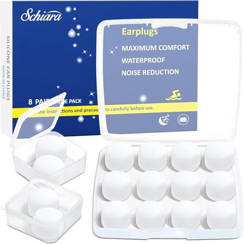 Silicone Ear Plugs for Sleeping, 8 Pair(16 Pieces) Moldable Noise Cancelling Silicone Earplugs for Swimming, Snoring, Sleep and Studying