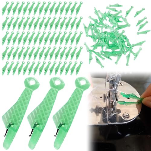GBKDQQ Automatischer Nähmaschinen-Nadeleinfädler: 100 Stück Fischförmiges Design, Einfache Anwendung, Für DIY, Stickereien und Nähprojekte (Grün)