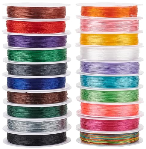 PH PandaHall 20 Farben 200 m Perlenschnur 0,4 mm Chinesische Knüpfschnur Geflochtene Perlenschnur Armband-Schmuck-String-Faden für Nähen Handwerk Schmuckherstellung Weihnachten Ornament