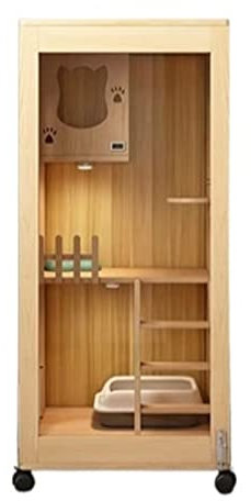 Xumh2024-3 Katzenhütte Katzenkäfig Zuhause Katzenstreu Doppeldecker-Katzenvilla Katzenhaus Innen-Katzenhaus Geschlossener Katzenschrank Katzenhaus aus Holz für Wohnzimmer
