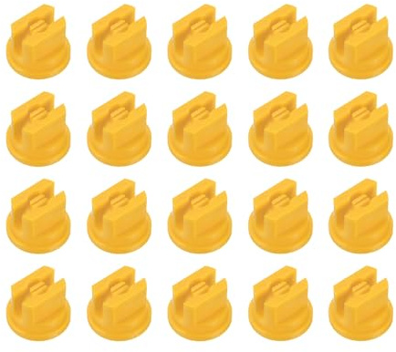 M METERXITY 20-Pack Flat Fan Spray Tip 110 Degree 0.2mm Plastic, Yellow | Plastic Spray Nozzle Tips, for Agricultural, Garden Hose, Landscaping, Weeder, Cleaner, Cooling Sprayer Nozzles