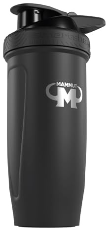 Mammut Nutrition Edelstahl Eiweiß Protein Shaker, Reforce, Black matt, mit integrierten Sieb, 700 ml