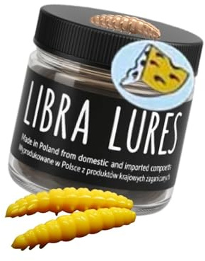 Libra Lures Larva Multi 25mm | Forellenköder Supersoft | Inhalt: 25 Stück (5x5)| Aroma: Käse | Farbe: 007 / Yellow