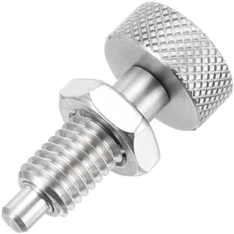 PATIKIL Spring Plunger with Knurled Handle, M10x1.5 Spring Return Knob Plunger 304 Stainless Steel Retractable Coarse Thread Index Plunger for Industrial Equipment