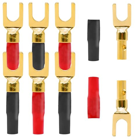 YARCHONN Y Spade Plugs Speaker Connectors Gold Plated Barrier U Fork Banana Plugs Connectors Solderless Terminals for Speaker Amplifier Sound System Home Audio Wire Cable -8pcs
