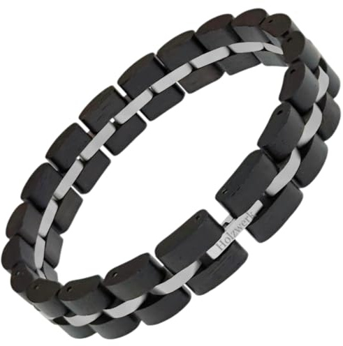 Holzwerk ALPSEE Natur Holz Armband für Damen und Herren Holzarmband Herrenarmband Damenarmband Braun Grün Einstellbar inkl. Armbandkürzer und Aufbewahrungsbox
