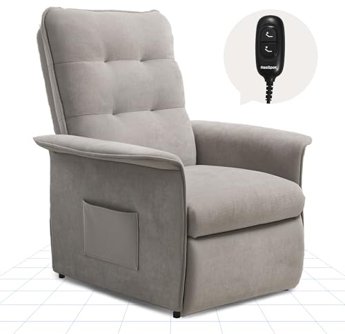 FLEXISPOT Electric Recliner Chair with Adjustable Backrest 105°-155°, TV Chair for Bedroom, Living Room and Home Cinema, Light Grey