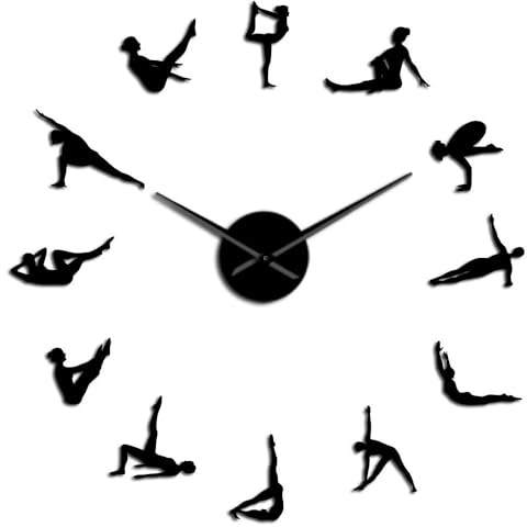 Generico Pilates Quante Silhouette Adesivo Moderno Senza Cornice Fai Da Te Design 3D Grandi Dimensioni per Soggiorno, Camera, Ufficio, Facile Installazione (nero,90CM)
