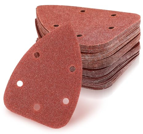 60Stk für Deltaschleifer Schleifpapier Dreieckschleifer 6 Loch,Schleifblätter Klett Schleifdreiecke,Körnung 60/80/100/120/180/240 Schleifpapier Maus Schwingschleifer Schleifpapiers für Multischleifer