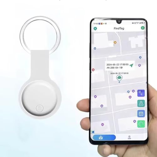 Smart Tag Tracker No Subscription GPS App Both Android IOS Compatible Bluetooth Tracks Real Time Anywhere For Pets Children Cars Keys Backpacks Suitcases With Silicone Holder Water Resistant White