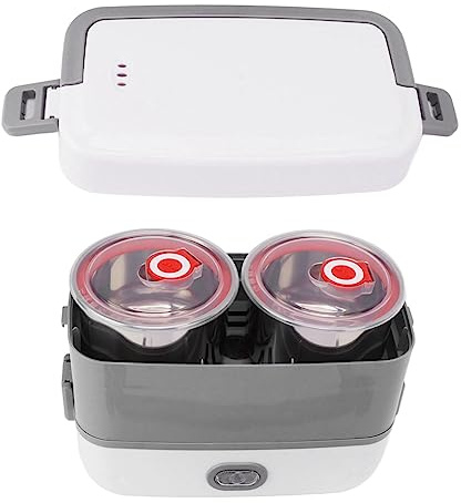 TOPINCN Caja de Almuerzo Eléctrico, Revestimiento de Calefacción de Alimentos Portátiles de Acero de Doble Capa Multifunción para Viajes en el Hogar, Protección (Enchufe de la UE)