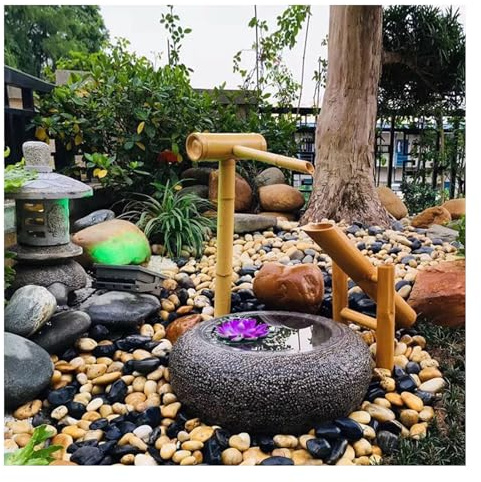 Decorazione For Fontana Staccabile In Bambù, Paesaggio Acquatico Giapponese Zen Da 40 Cm Con Pompa, Cascata, Kit Decorativo For Interni, Esterni, Giardino, Laghetto