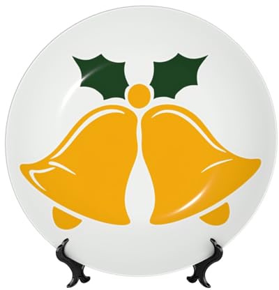 Assiettes décoratives en porcelaine anglaise avec support, cloche de Noël, plaque de présentation ronde pour cuisine, salle à manger, armoire à vin, décoration d'intérieur, 20 cm