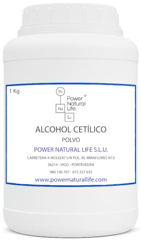 Alcohol Cetílico en Polvo| Power Natural Life | Bote 1 kg | Uso Técnico e Industrial | Agente Espesante y Emulsionante | Materia Prima Cosmética