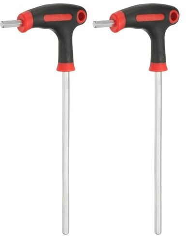 sourcing map Lot de 2 clés hexagonales avec poignée en T - 6 mm - 212 mm de long - Bras extra long Cr-V - Clé hexagonale intérieure - Outils de réparation pour entretien automobile et ménager - Rouge