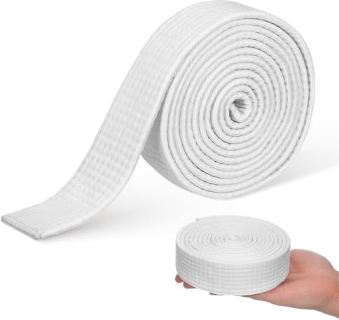 BELLIFFY Cinturón de Taekwondo Blanco para Mujer y Hombre, Material de Algodón y Cáñamo, Adecuado para Entrenamiento y Competición en Artes Marciales