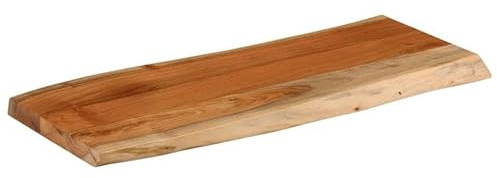 Eleganz Tablero de mesa de madera maciza de acacia, 80 x 40 x 3,8 cm, rectangular con borde de árbol, superficie natural para cocina, salón u oficina, duradero y respetuoso con el medio ambiente