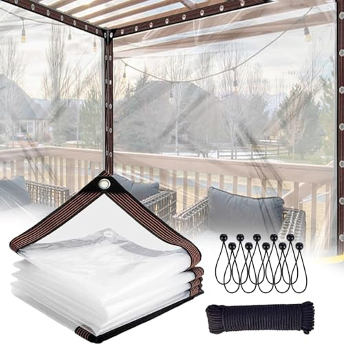Lonas Transparentes Impermeables, Lona Transparente Para Invernadero Con Ojales, Lona De Polietileno Resistente Al Polvo Y A La Lluvia, Lona Para Cubrir El Suelo Clear,3x8m