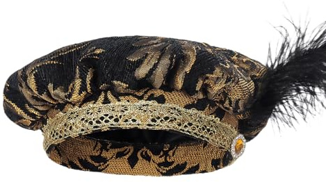 Renässanshatt för män – -Tudor-basker, 60 cm, medeltida cosplay- | renässanskostymtillbehör, 70 g polyester, historisk huvudbonad för vuxna vid festivaler