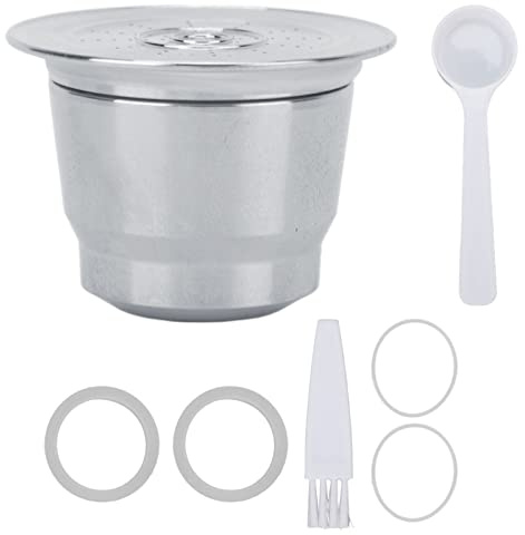 Reusable Coffee Capsules for U, Stainless Steel Refillable Coffee Pods, Double Layer Filtration Design with Silicone Rings and Cleaning Brush, Compatible with CITIZ