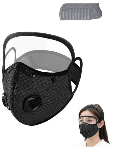 Ohphnt Reusable Carbon Filter Dust Mask With Adjustable Goggles,carbon Filter Dust Mask,staubmasken Atemschutz Feinstaub,mit 10 Aktivkohlefiltern,für Lackieren,Holzarbeiten(A)
