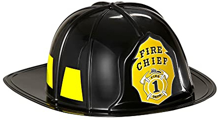 W WIDMANN Milano Party Fashion 2817F - Feuerwehrhelm, Schwarz, aus Hartplastik, Fire Chief, Hut, Kopfschmuck, Accessoire, Mottoparty, Karneval