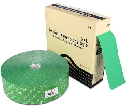 Nasara Original Kinesiology Tape, XXL Rolle, Grün, 5cm x 32m | Kinesiologie Physio Tape, Für Sport und Medizin