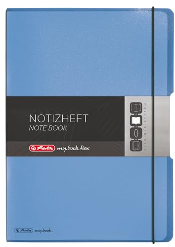 Herlitz 11361441 Notizheft (A4, PP-Wechselcover mit Verschlußgummi, 80g/m²) 80 Blatt blau