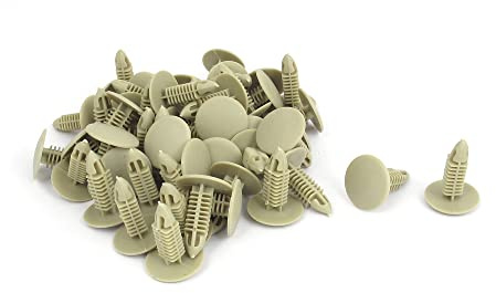 sourcingmap Voiture Porte Pare-boue Rivets Plastiques Agrafe Clip de Fixation Beige 50Pcs
