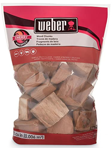Weber Cherry Wood Chunks, 4 lb – Premium BBQ Smoking & Grilling Chips for Subtle, Fruity Cherry Flavor – Ideal for Beef, Lamb, Poultry, Pork & Fish – Long Lasting