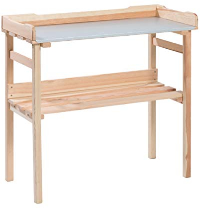 greemotion Pflanztisch mit Auflage, aus Kiefernholz, 78 x 37 x H83 cm, mit Zinkauflage, mit extra Ablage, mit Seitenrand, komfortable Arbeitshöh