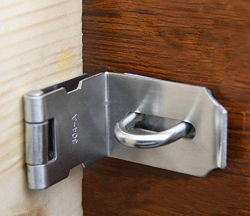 Heavy Padlock Hasp Duty, Scrocco Hasp per porta a 90 gradi, Chiusura a scatto con angolo di sicurezza in acciaio inox per Push/Sliding/Barn Door, Nichel satinato a più spessore