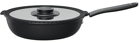 Fiskars Padella per saltare con coperchio, Adatta a tutti i piani cottura, Alluminio, Functional Form, Nero, Diametro 26 cm, 1026575