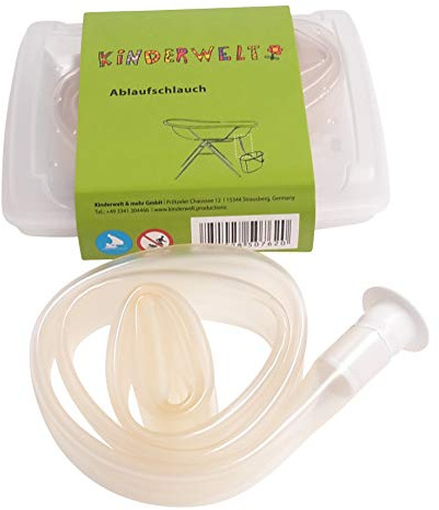 Premium avloppsslang från varumärket KiNDERWELT för badkar med proppar, transparent, 100 cm längd