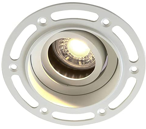 National Lighting Plaster-in Trimless Downlights - 6-Pack Round Recessed Lighting - Matt White LED Downlights Ceiling - 20 Degree Adjustable Tilt Spotlights - 7W 240V LED GU10 Lamp (Not Included)