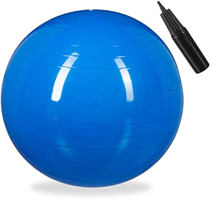 Relaxdays Gymnastikball, Fitnessball Yoga & Pilates, Sitzball Büro, Balance Ball inklusive Luftpumpe, Ø 85 cm, blau