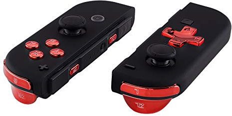 eXtremeRate Boutons pour Nintendo Switch/OLED Manette,Accessoires de Gâchette L R ZL ZR SR SL et ABXY Interchangeables,Rouge Chromé Dpad Version-sans Joycon