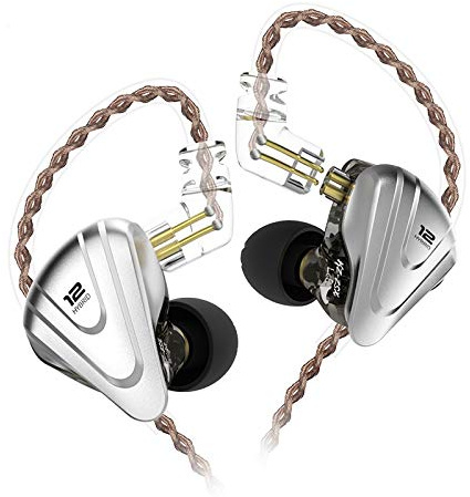 J&R KZ ZSX Terminator - Auriculares de metal 5BA+1DD híbridos de 12 controladores HIFI Bass auriculares intraurales con cancelación de ruido (sin micrófono, negro)