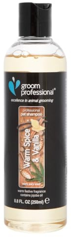 GROOM PROFESSIONAL Warm Spice & Vanilla Hundeshampoo - Hundeshampoo Gegen Geruch - Tiefenreinigendes Shampoo - Geeignet für alle Felltypen - Festlicher Duft, 250ml
